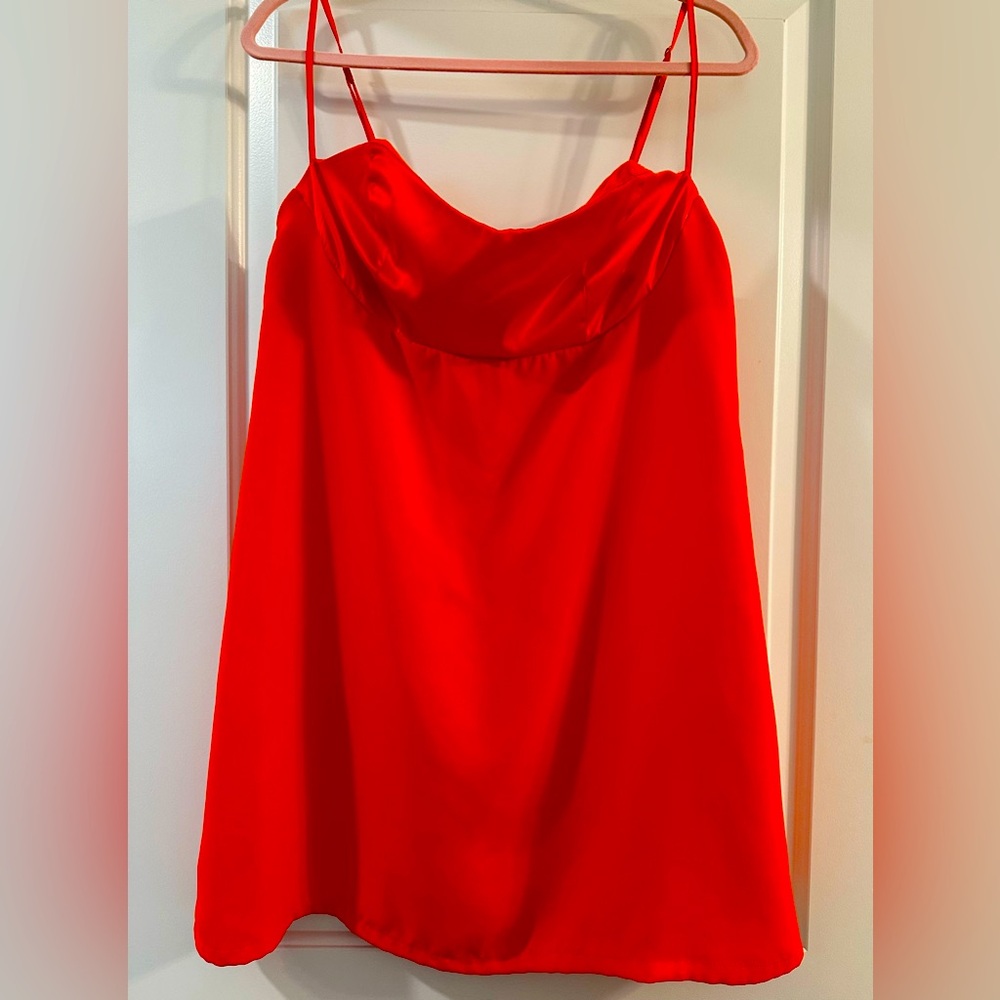Free People Bright Red/Orange Mini Dress Size XL 🧡